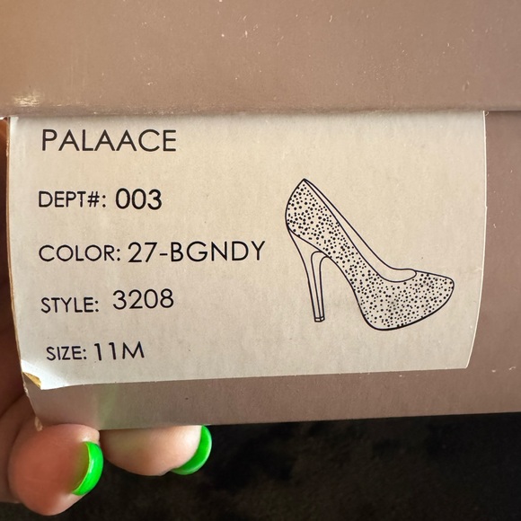 PALACE Burgundy Rhinestone Heels - Picture 4 of 9